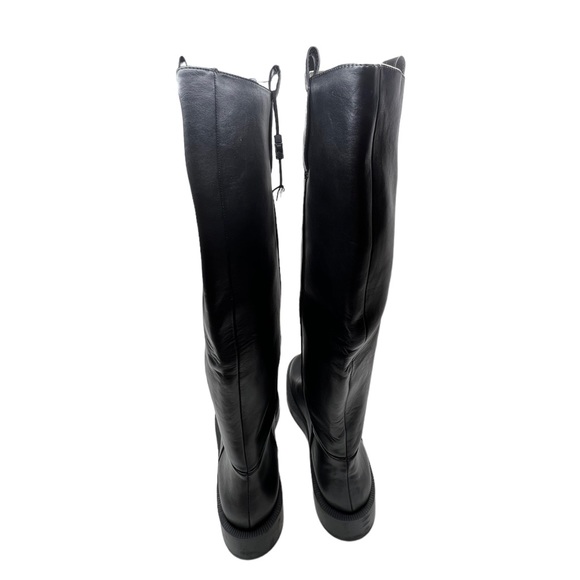 Zara Leather Tall Riding Pull-on Boots Black Size US 6 - Picture 7 of 12